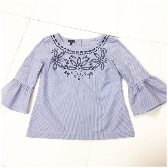 Talbots Ruffle Sleeves Floral Embroidered Blouse - Picture 2 of 8